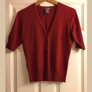 Ann Taylor red cardigan short sleeve
